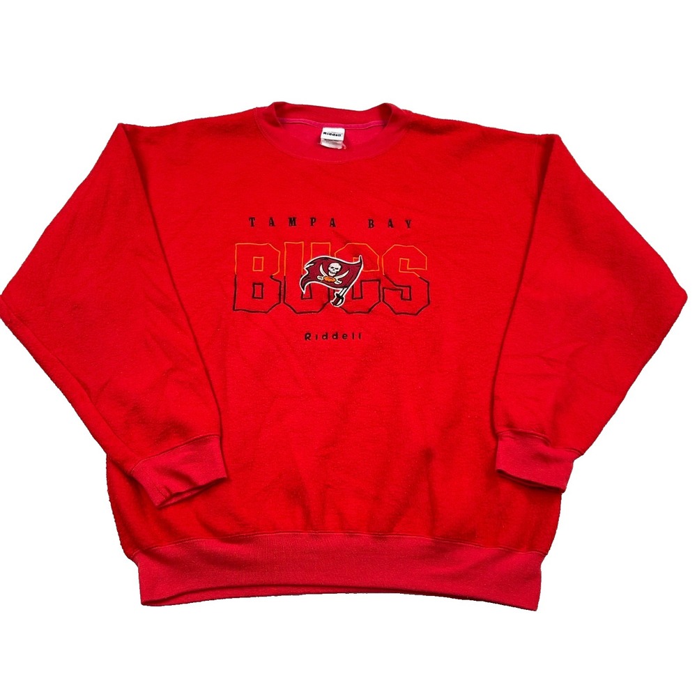 Vintage Tampa Bay Buccaneers Sweatshirt Men XL Red Fleece Crewneck Y2K Riddell
